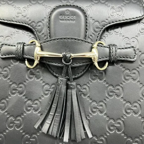 GUCCI Emily Black Leather Shoulder Bag 620-032825 - Picture 10 of 14